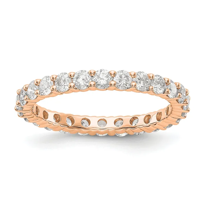 Rings Solid Real 14k Rose Gold 15CT Shared Prong CZ Eternity Wedding Band Ring Goldia Rings Solid Real 14k Rose Gold 15CT Shared Prong CZ Eternity Wedding Band Ring Goldia