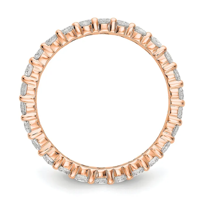 Rings Solid Real 14k Rose Gold 15CT Shared Prong CZ Eternity Wedding Band Ring Goldia