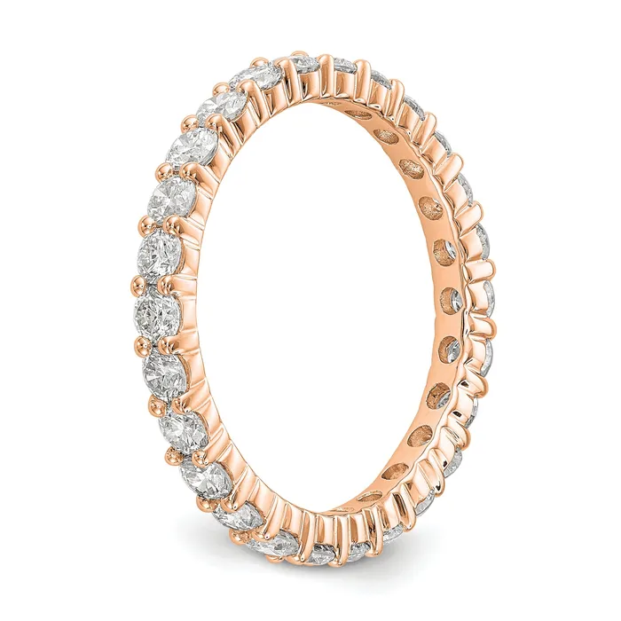 Rings Solid Real 14k Rose Gold 15CT Shared Prong CZ Eternity Wedding Band Ring Goldia