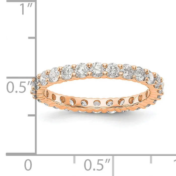Rings Solid Real 14k Rose Gold 15CT Shared Prong CZ Eternity Wedding Band Ring Goldia