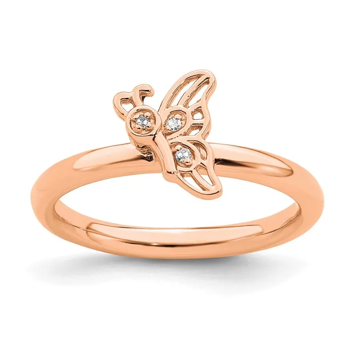 Rings SS Stackable Expressions Rose Goldplated Butterfly wDiamond Ring Goldia Rings SS Stackable Expressions Rose Goldplated Butterfly wDiamond Ring Goldia