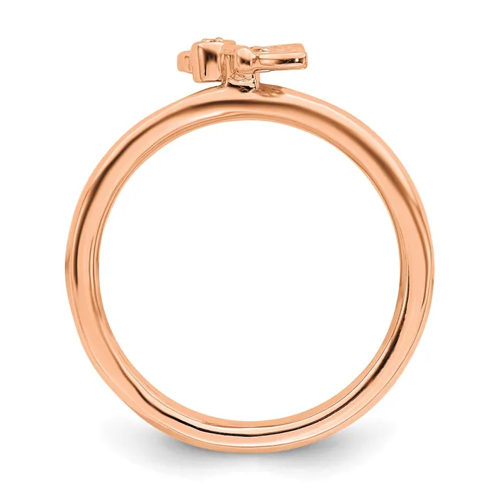 Rings SS Stackable Expressions Rose Goldplated Butterfly wDiamond Ring Goldia