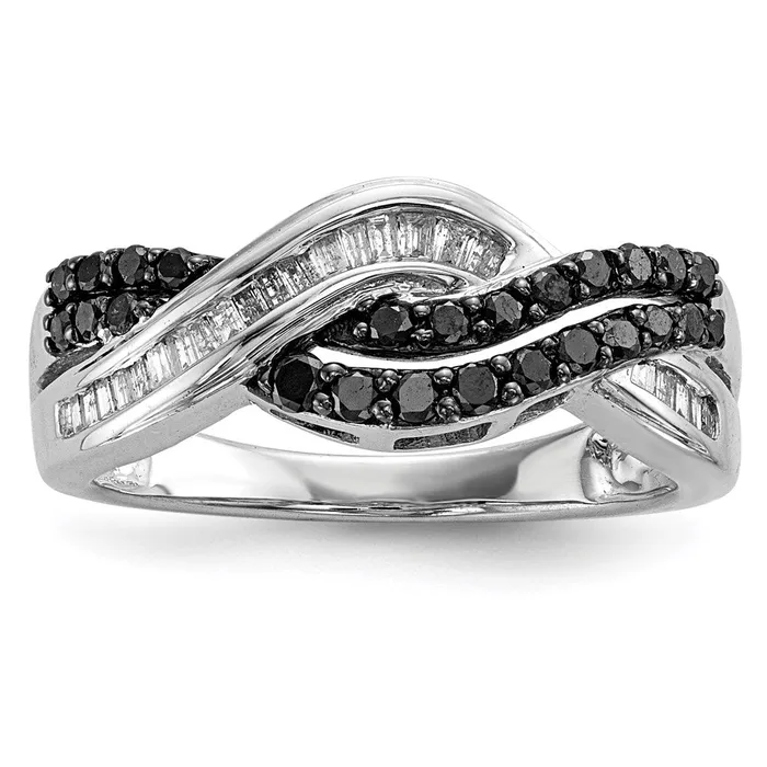 Rings Sterling Silver Black and White Diamond Ring Goldia