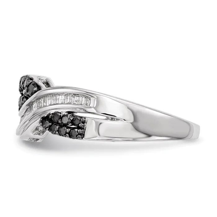 Rings Sterling Silver Black and White Diamond Ring Goldia