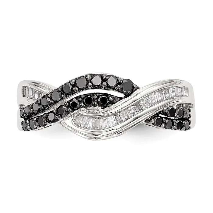 Rings Sterling Silver Black and White Diamond Ring Goldia