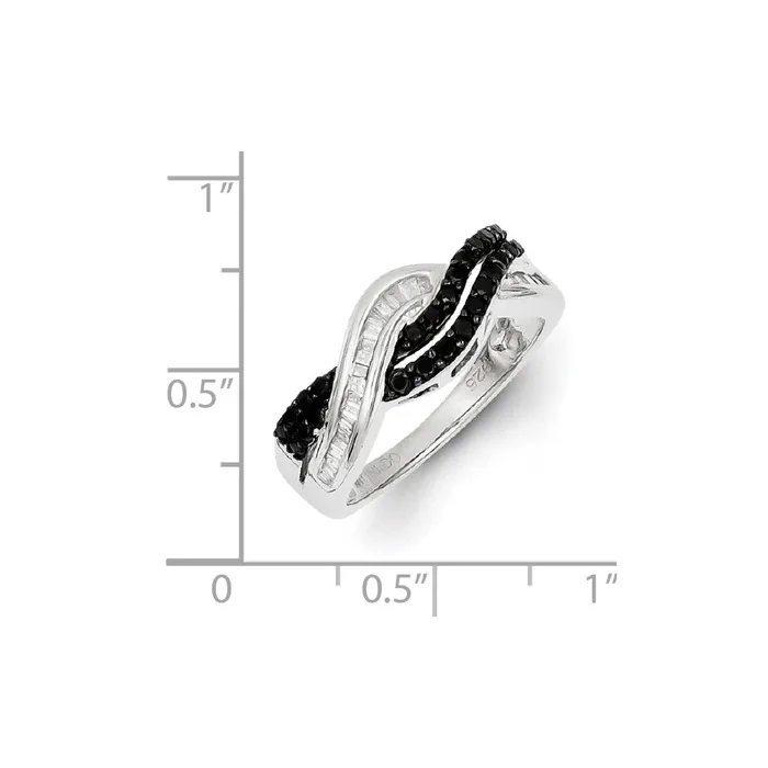 Rings Sterling Silver Black and White Diamond Ring Goldia