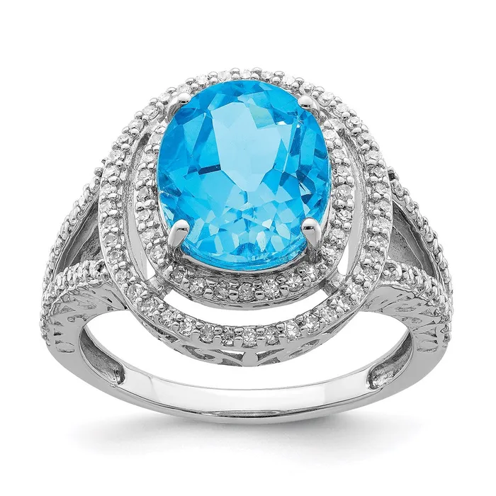 Rings Sterling Silver Rhodium Blue Topaz u0026 Diamond Ring Goldia