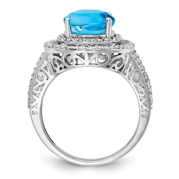 Rings Sterling Silver Rhodium Blue Topaz u0026 Diamond Ring Goldia