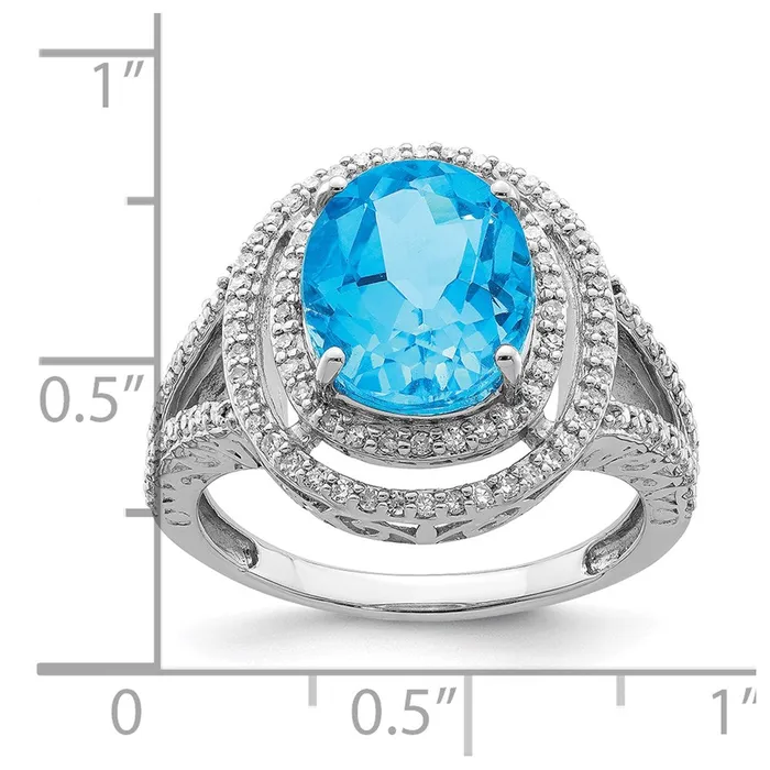 Rings Sterling Silver Rhodium Blue Topaz u0026 Diamond Ring Goldia