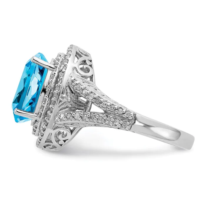 Rings Sterling Silver Rhodium Blue Topaz u0026 Diamond Ring Goldia