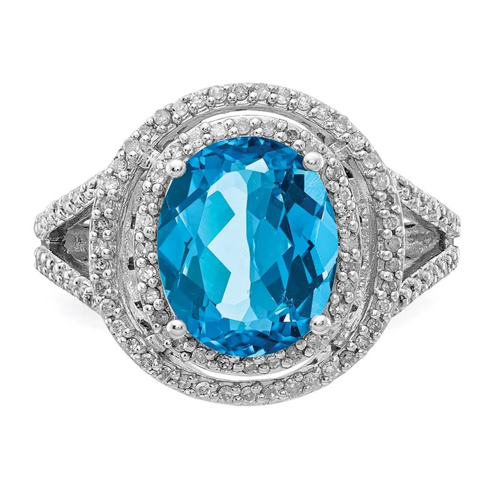 Rings Sterling Silver Rhodium Blue Topaz u0026 Diamond Ring Goldia