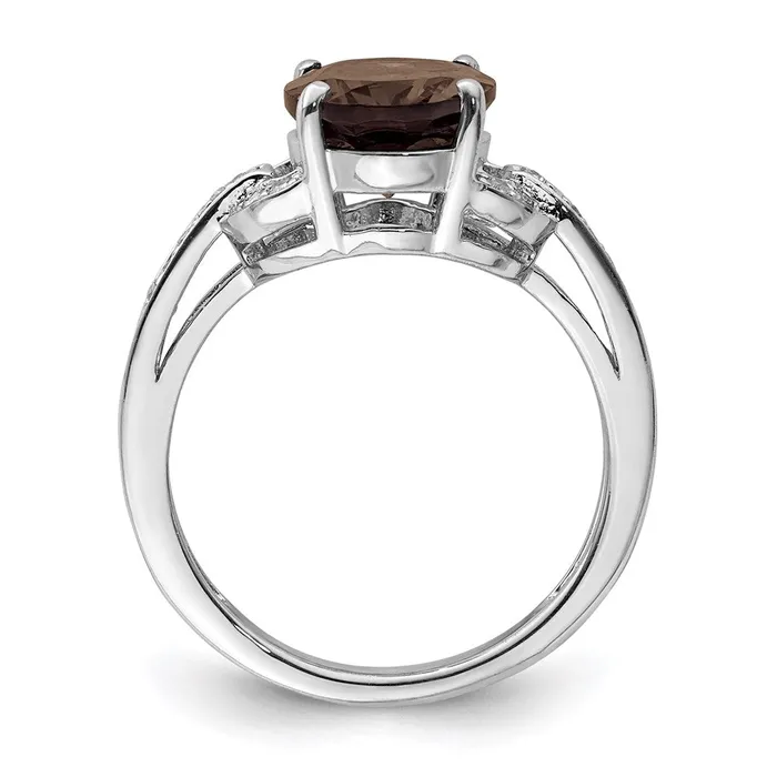 Rings Sterling Silver Rhodium Diamond u0026 Smoky Quartz Ring Goldia