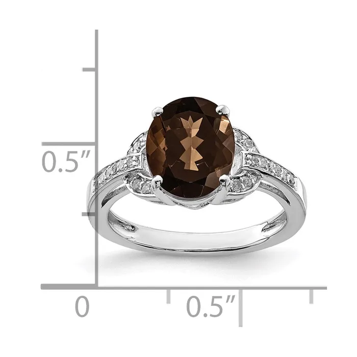 Rings Sterling Silver Rhodium Diamond u0026 Smoky Quartz Ring Goldia