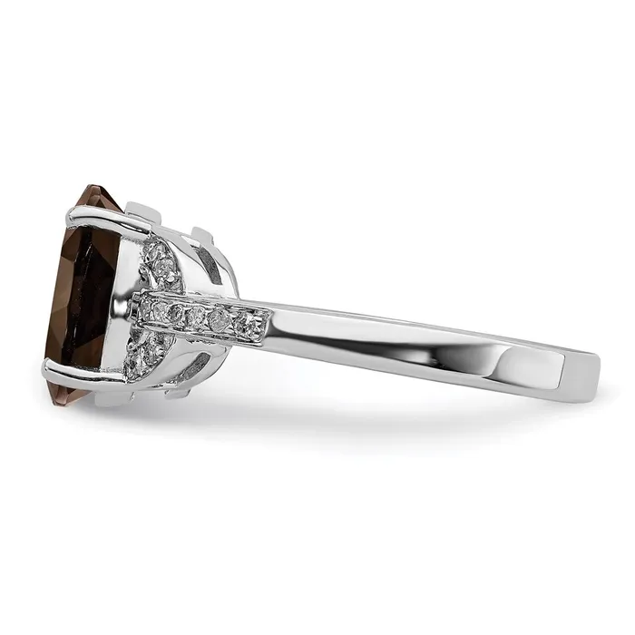 Rings Sterling Silver Rhodium Diamond u0026 Smoky Quartz Ring Goldia