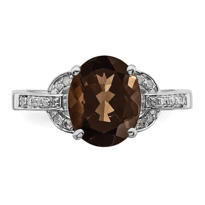 Rings Sterling Silver Rhodium Diamond u0026 Smoky Quartz Ring Goldia