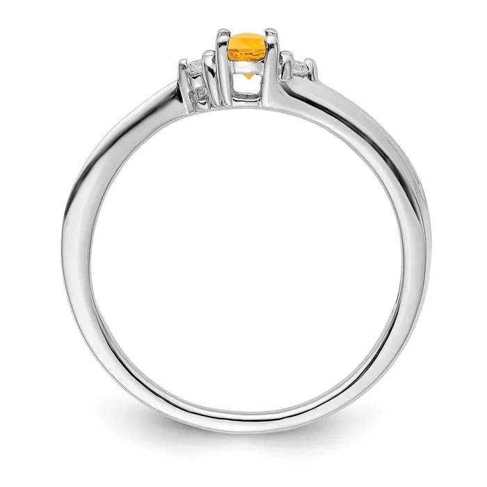 Rings Sterling Silver Rhodiumplated Citrine u0026 Diamond Birthstone Ring Goldia