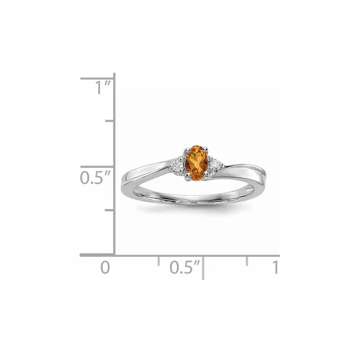 Rings Sterling Silver Rhodiumplated Citrine u0026 Diamond Birthstone Ring Goldia