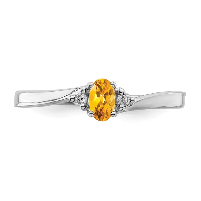 Rings Sterling Silver Rhodiumplated Citrine u0026 Diamond Birthstone Ring Goldia