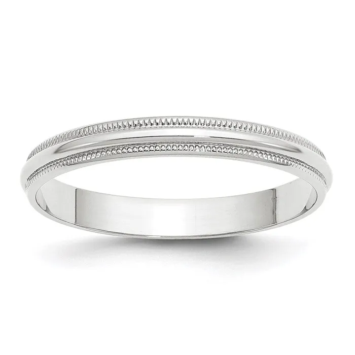 Solid 10K White Gold 3mm Light Weight Milgrain Half Round MensWomens Wedding Band Ring Size 125 Goldia Rings Solid 10K White Gold 3mm Light Weight Milgrain Half Round MensWomens Wedding Band Ring Size 125 Goldia Rings