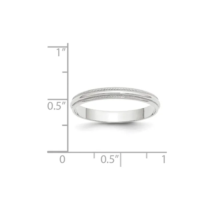 Solid 10K White Gold 3mm Light Weight Milgrain Half Round MensWomens Wedding Band Ring Size 125 Goldia Rings Solid 10K White Gold 3mm Light Weight Milgrain Half Round MensWomens Wedding Band Ring Size 125 Goldia Rings