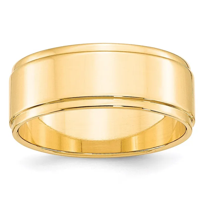 Solid 10K Yellow Gold 8mm Flat with Step Edge MensWomens Wedding Band Ring Size 4 Goldia Rings Solid 10K Yellow Gold 8mm Flat with Step Edge MensWomens Wedding Band Ring Size 4 Goldia Rings