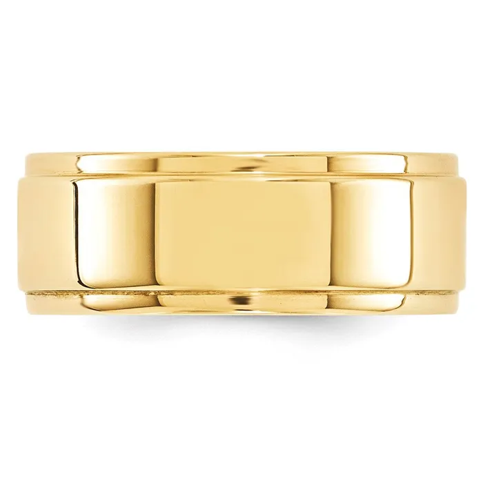 Solid 10K Yellow Gold 8mm Flat with Step Edge MensWomens Wedding Band Ring Size 4 Goldia Rings Solid 10K Yellow Gold 8mm Flat with Step Edge MensWomens Wedding Band Ring Size 4 Goldia Rings