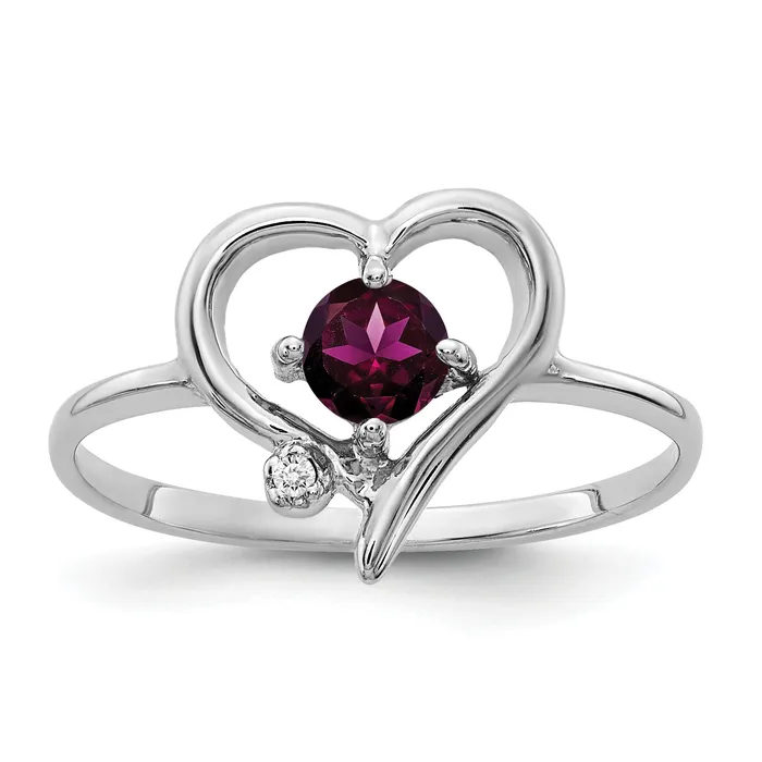 Solid 14k White Gold 4mm Rhodolite Simulated Garnet VS CZ Ring Goldia Rings Solid 14k White Gold 4mm Rhodolite Simulated Garnet VS CZ Ring Goldia Rings