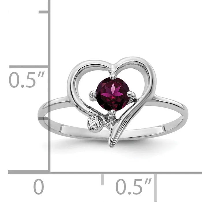 Solid 14k White Gold 4mm Rhodolite Simulated Garnet VS CZ Ring Goldia Rings