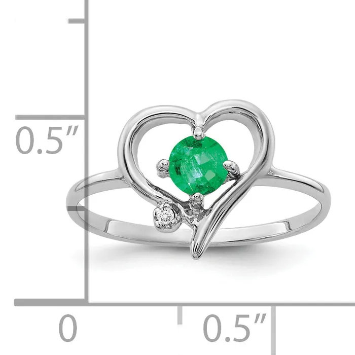 Solid 14k White Gold 4mm Simulated Emerald VS CZ Ring Goldia Rings