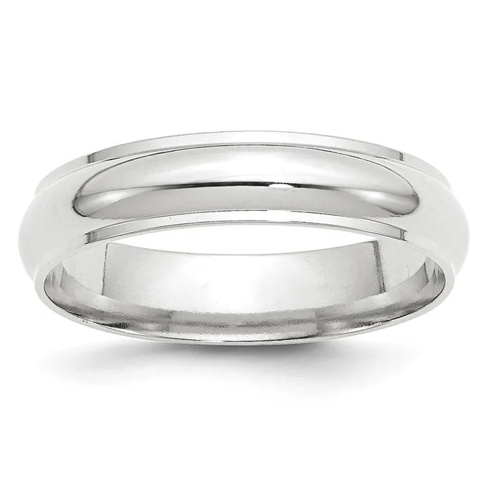 Solid 14K White Gold 5mm Half Round with Edge MensWomens Wedding Band Ring Size 13 Goldia Rings