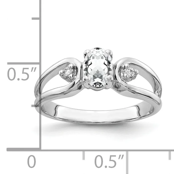 Solid 14k White Gold 6x4mm Oval Cubic Zirconia AA Simulated CZ Ring Goldia Rings