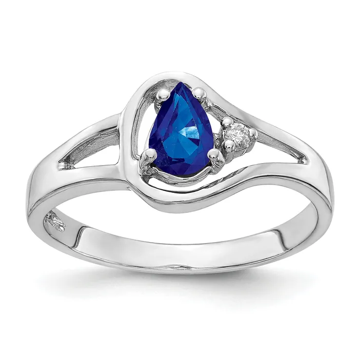 Solid 14k White Gold 6x4mm Pear Simulated Sapphire AA CZ Ring Goldia Rings Solid 14k White Gold 6x4mm Pear Simulated Sapphire AA CZ Ring Goldia Rings