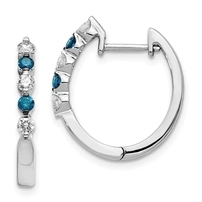 Solid 14k White Gold BlueWhite Simulated CZ Hinged Hoop Earrings Goldia Earrings Solid 14k White Gold BlueWhite Simulated CZ Hinged Hoop Earrings Goldia Earrings