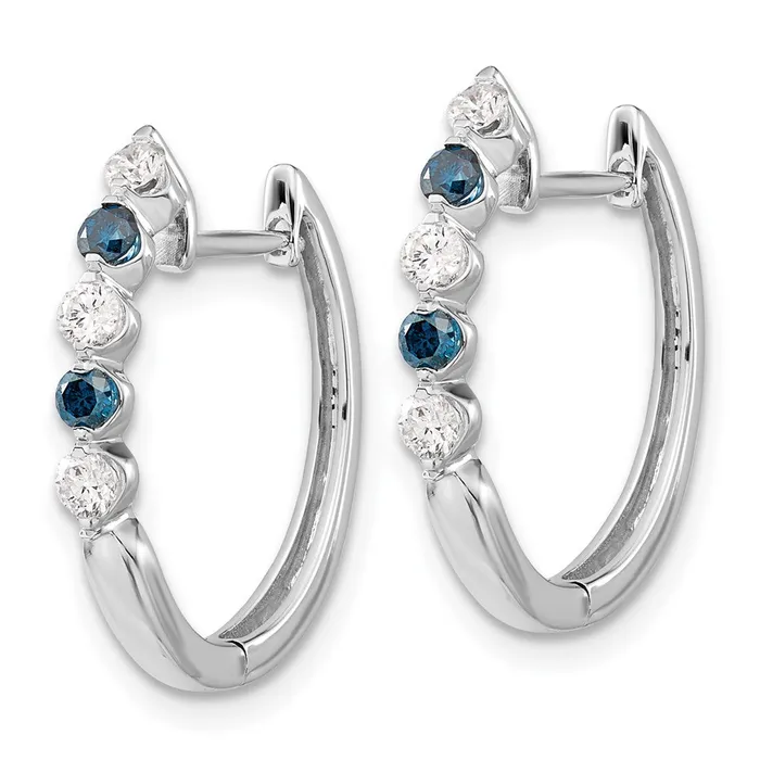 Solid 14k White Gold BlueWhite Simulated CZ Hinged Hoop Earrings Goldia Earrings Solid 14k White Gold BlueWhite Simulated CZ Hinged Hoop Earrings Goldia Earrings