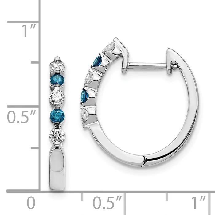 Solid 14k White Gold BlueWhite Simulated CZ Hinged Hoop Earrings Goldia Earrings Solid 14k White Gold BlueWhite Simulated CZ Hinged Hoop Earrings Goldia Earrings