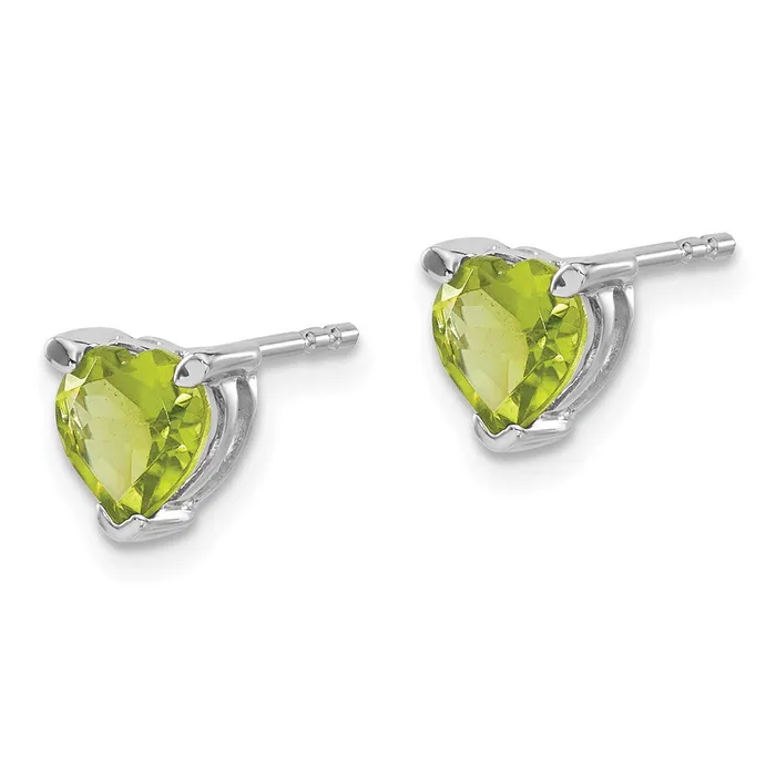 Solid 14k White Gold Heart Simulated Peridot Earrings Goldia Earrings Solid 14k White Gold Heart Simulated Peridot Earrings Goldia Earrings