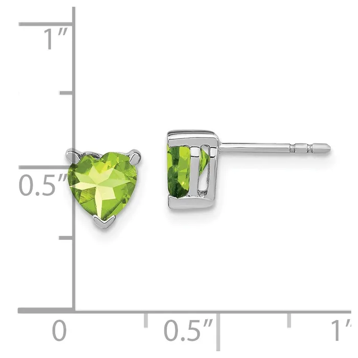 Solid 14k White Gold Heart Simulated Peridot Earrings Goldia Earrings Solid 14k White Gold Heart Simulated Peridot Earrings Goldia Earrings