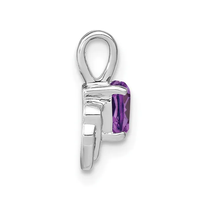 Solid 14k White Gold Simulated Amethyst and CZ Pendant Goldia Necklaces