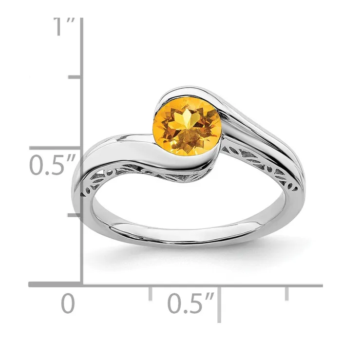Solid 14k White Gold Simulated Citrine Bypass Ring Goldia Rings