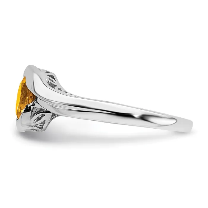 Solid 14k White Gold Simulated Citrine Bypass Ring Goldia Rings