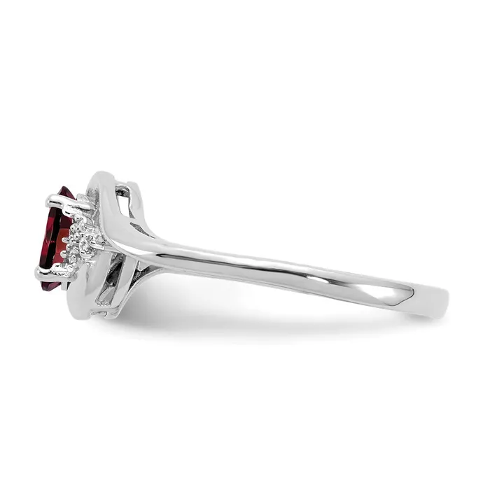 Solid 14k White Gold Simulated Garnet and CZ Ring Goldia Rings