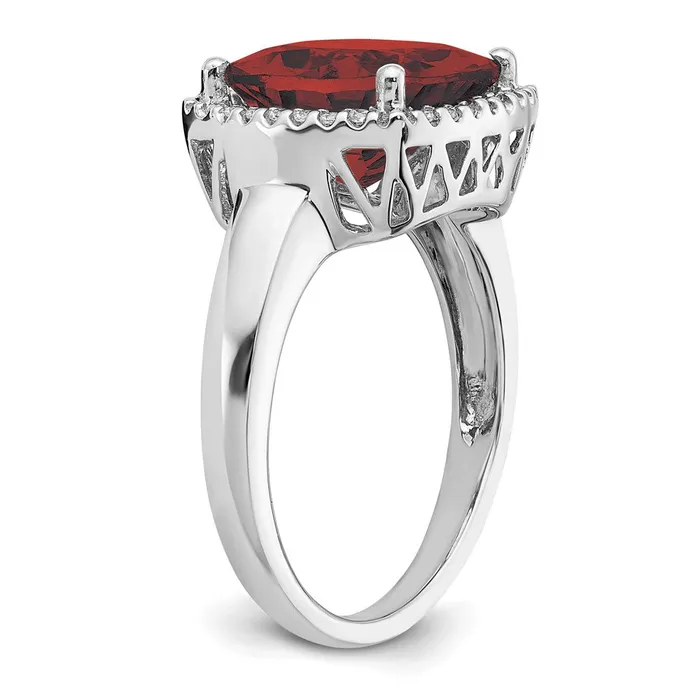 Solid 14k White Gold Simulated Garnet and CZ Ring Goldia Rings