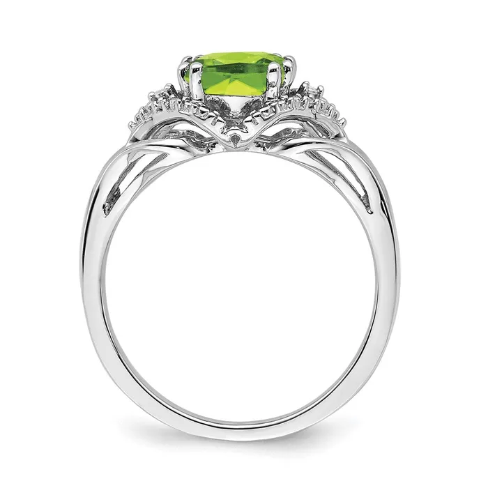 Solid 14k White Gold Simulated Peridot and CZ Ring Goldia Rings