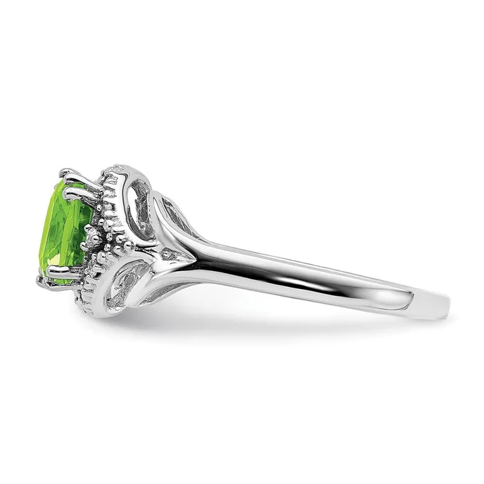 Solid 14k White Gold Simulated Peridot and CZ Ring Goldia Rings