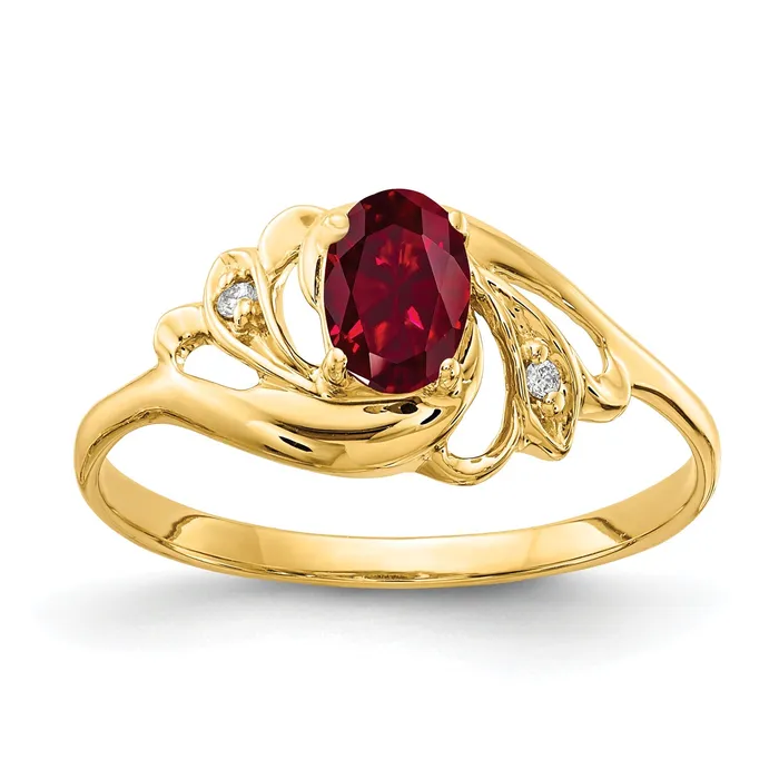 Solid 14k Yellow Gold 6x4mm Oval Created Simulated Ruby VS CZ Ring Goldia Rings Solid 14k Yellow Gold 6x4mm Oval Created Simulated Ruby VS CZ Ring Goldia Rings