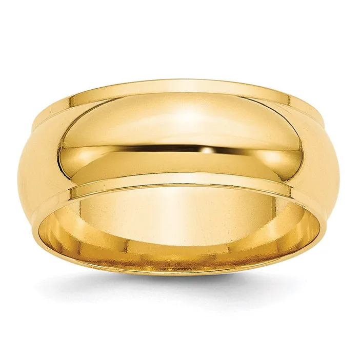 Solid 14K Yellow Gold 8mm Half Round with Edge MensWomens Wedding Band Ring Size 55 Goldia Rings Solid 14K Yellow Gold 8mm Half Round with Edge MensWomens Wedding Band Ring Size 55 Goldia Rings