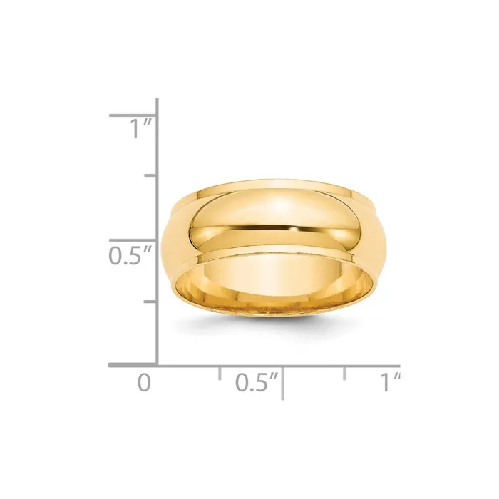 Solid 14K Yellow Gold 8mm Half Round with Edge MensWomens Wedding Band Ring Size 55 Goldia Rings Solid 14K Yellow Gold 8mm Half Round with Edge MensWomens Wedding Band Ring Size 55 Goldia Rings