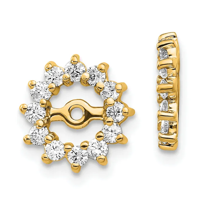 Solid 14k Yellow Gold AA Simulated CZ Earring JacKet Goldia Earrings