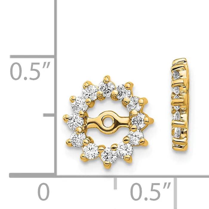 Solid 14k Yellow Gold AA Simulated CZ Earring JacKet Goldia Earrings