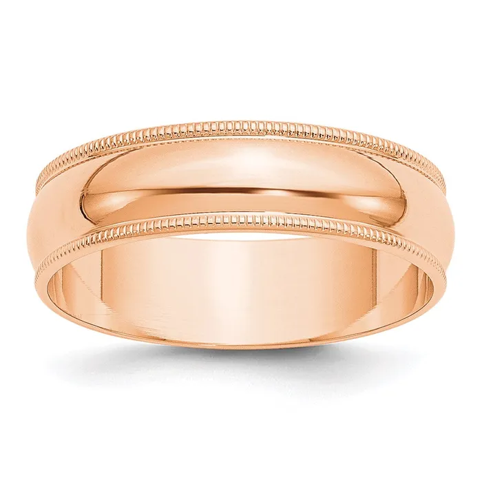 Solid 14K Yellow Gold Rose Gold 6mm Light Weight Milgrain Half Round MensWomens Wedding Band Ring Size 95 Goldia Rings Solid 14K Yellow Gold Rose Gold 6mm Light Weight Milgrain Half Round MensWomens Wedding Band Ring Size 95 Goldia Rings